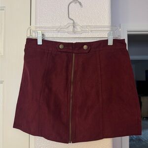 La Hearts Maroon Mini Skirt with Zipper